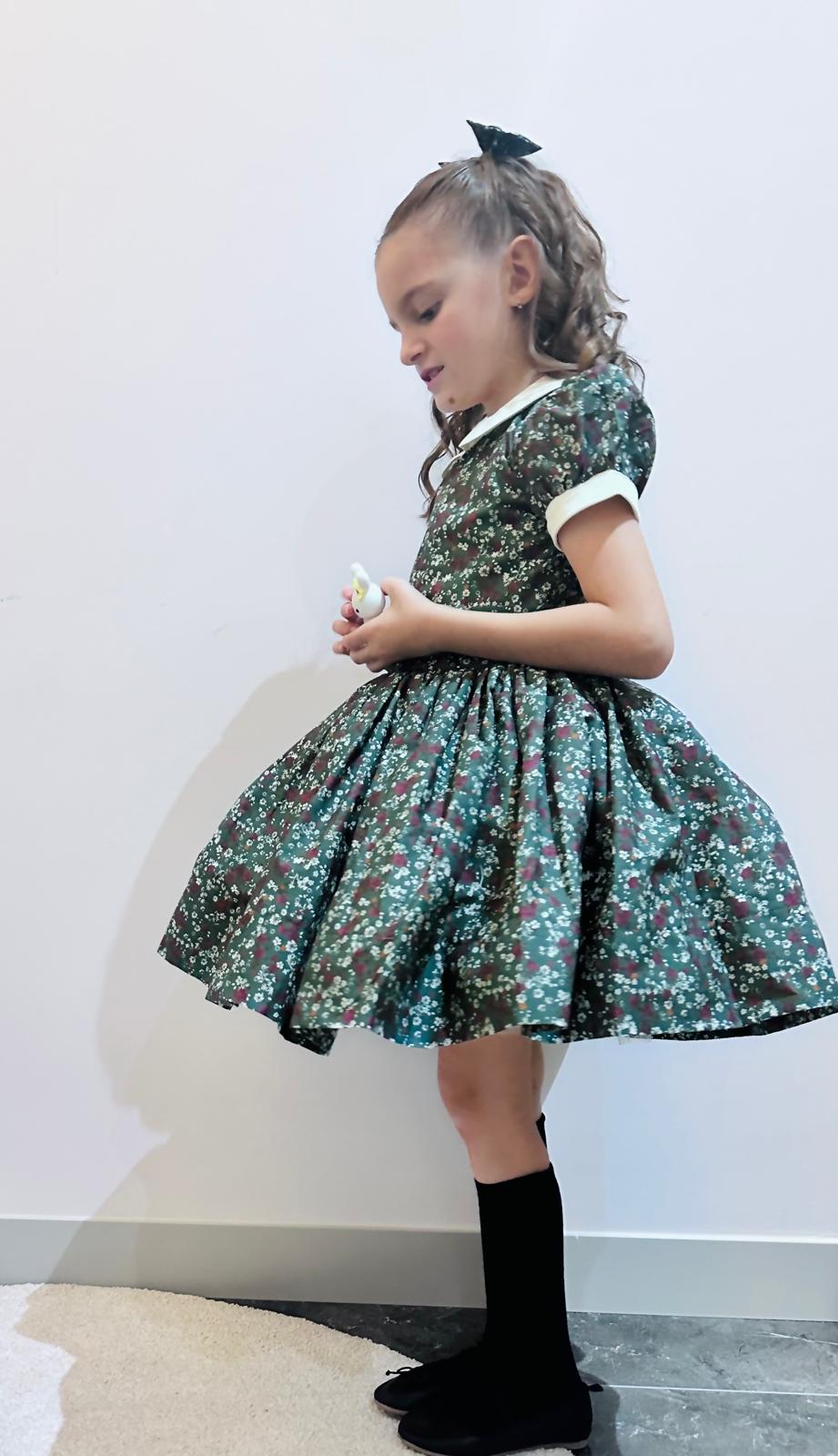 Atelier Des Reves Dark Green Floral Classic Dress