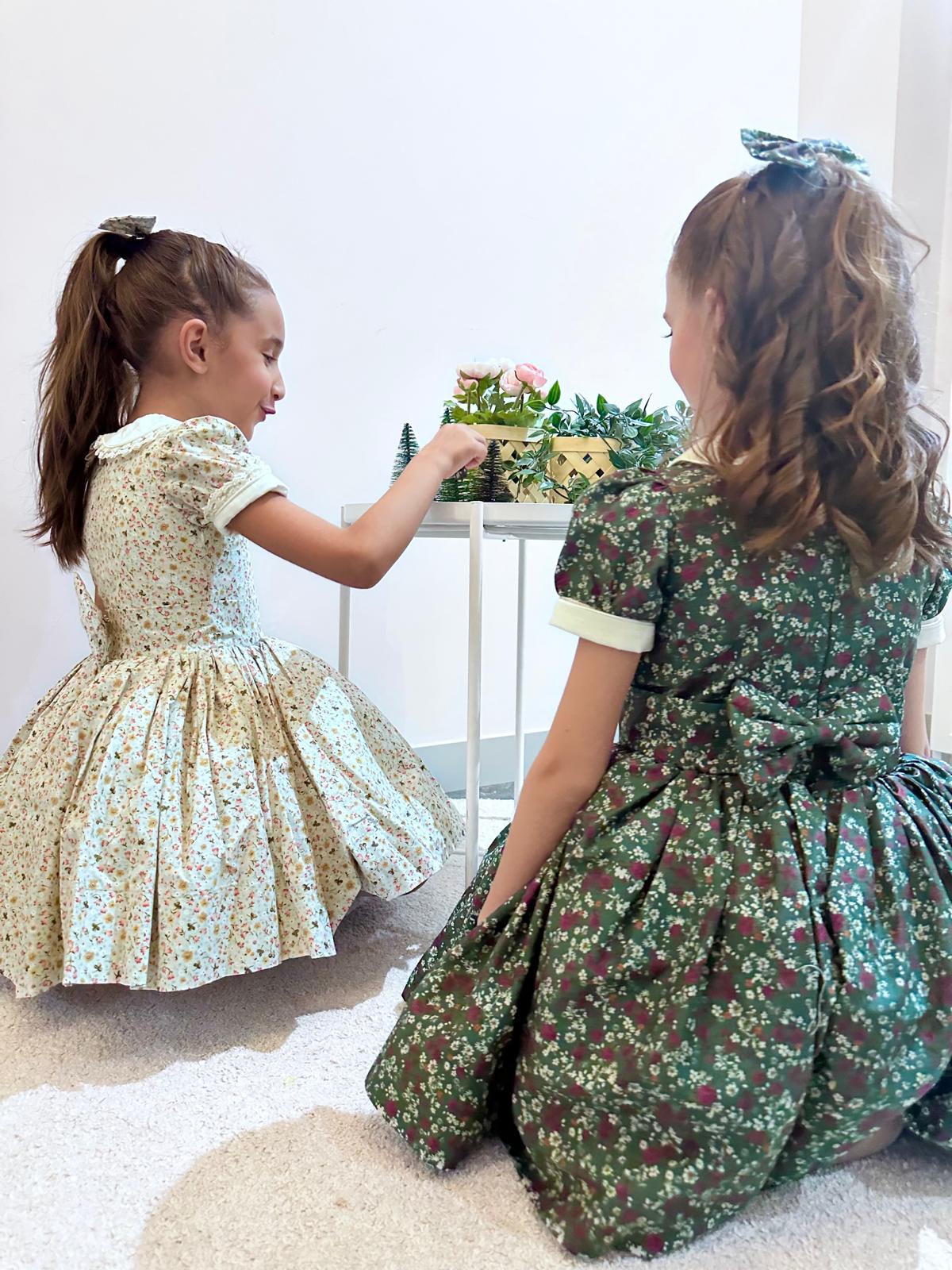 Atelier Des Reves Dark Green Floral Classic Dress