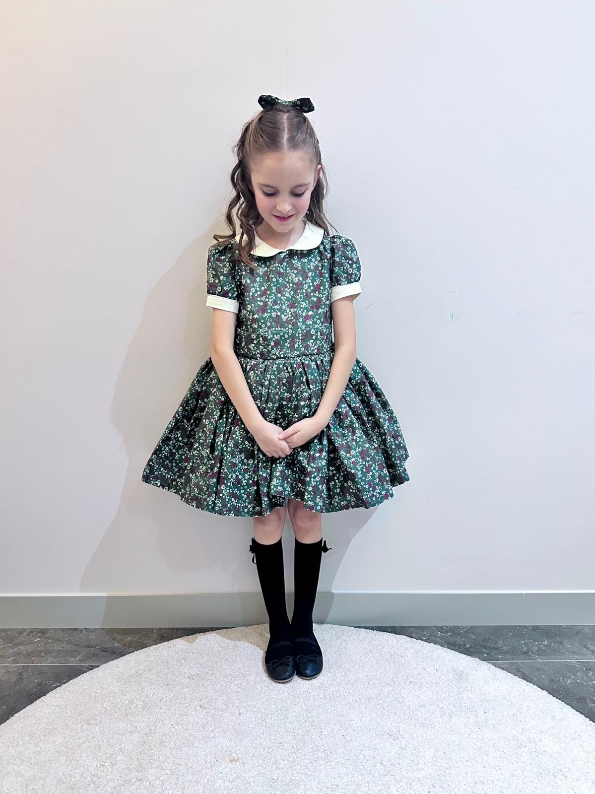 Atelier Des Reves Dark Green Floral Classic Dress