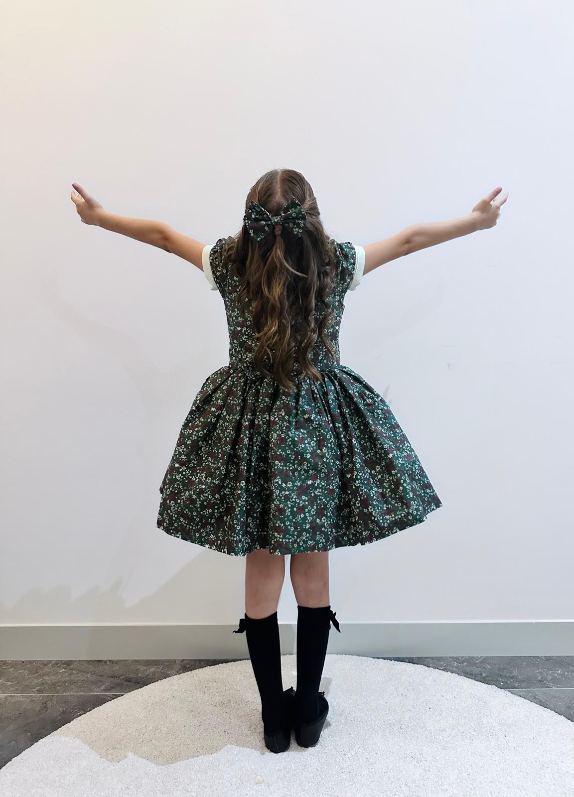 Atelier Des Reves Dark Green Floral Classic Dress