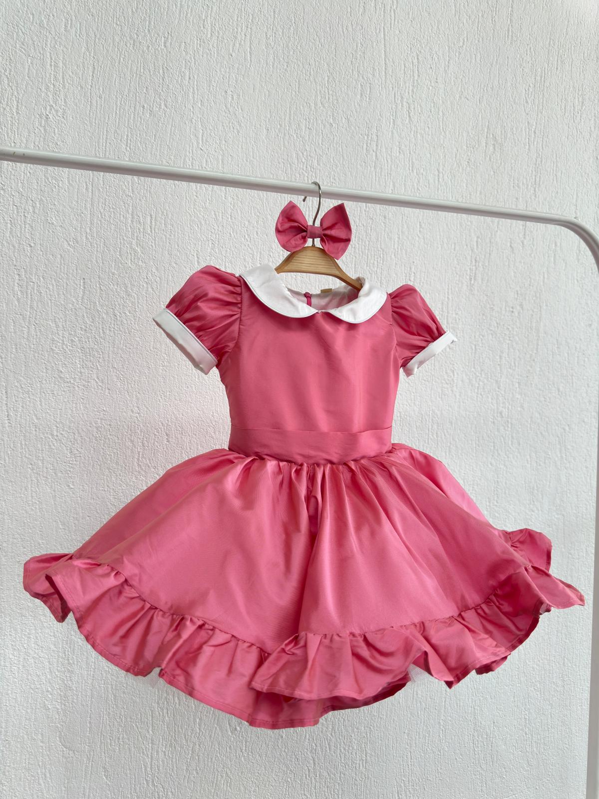 Atelier Des Reves Koyu Şeker Pembesi Tafta Elbise