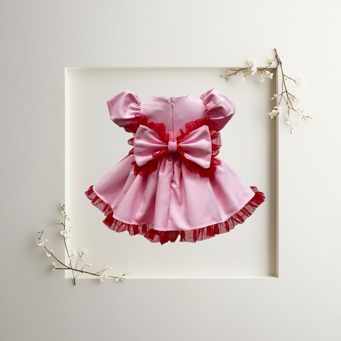Atelier Des Reves Short Sleeve Pink Bow Dress
