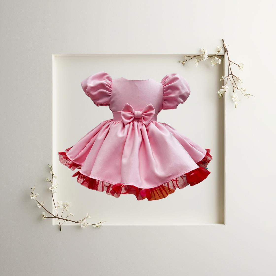 Atelier Des Reves Short Sleeve Pink Bow Dress