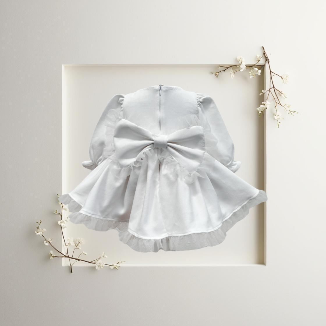 Atelier Des Reves Long Sleeve White Bow Dress