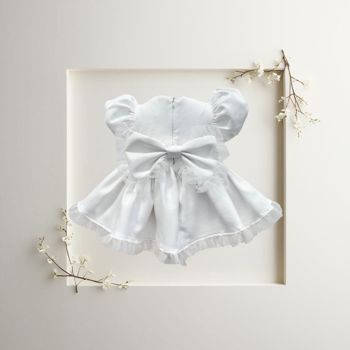 Atelier Des Reves Short Sleeve White Bow Dress
