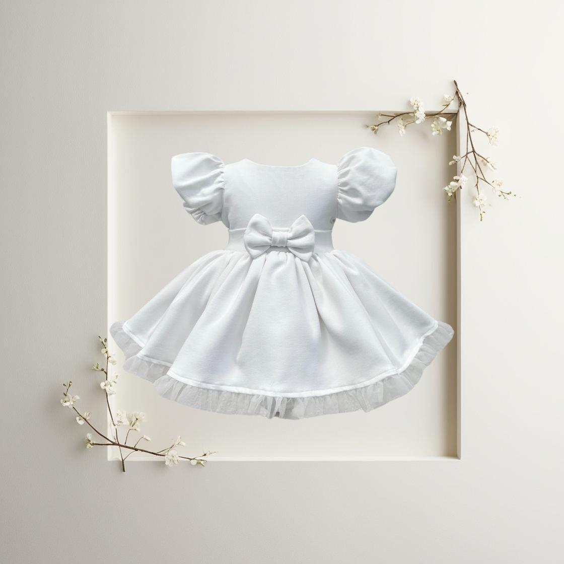 Atelier Des Reves Short Sleeve White Bow Dress