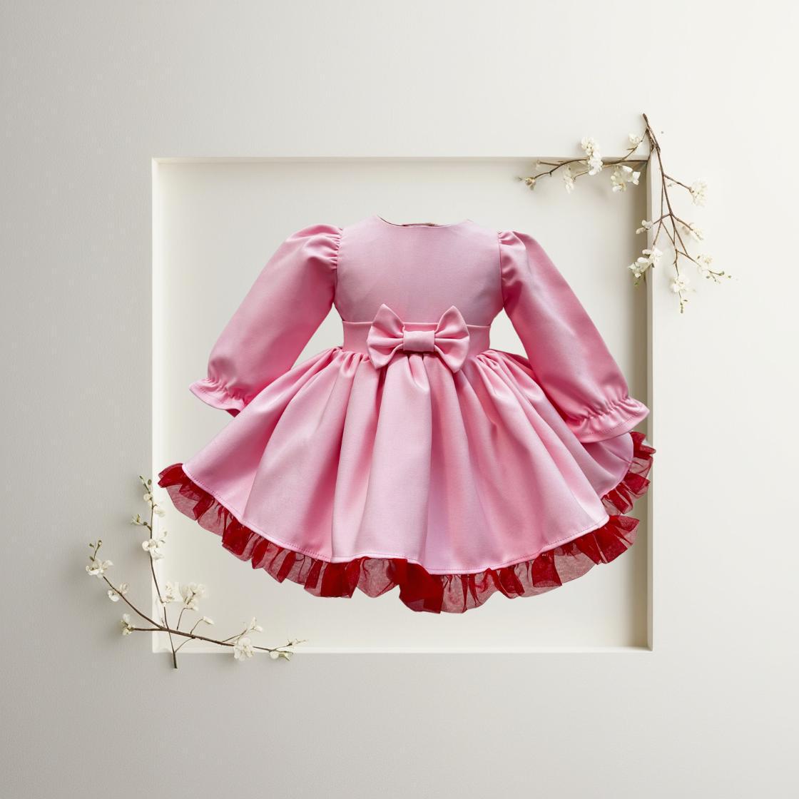 Atelier Des Reves Long Sleeve Pink Bow Dress