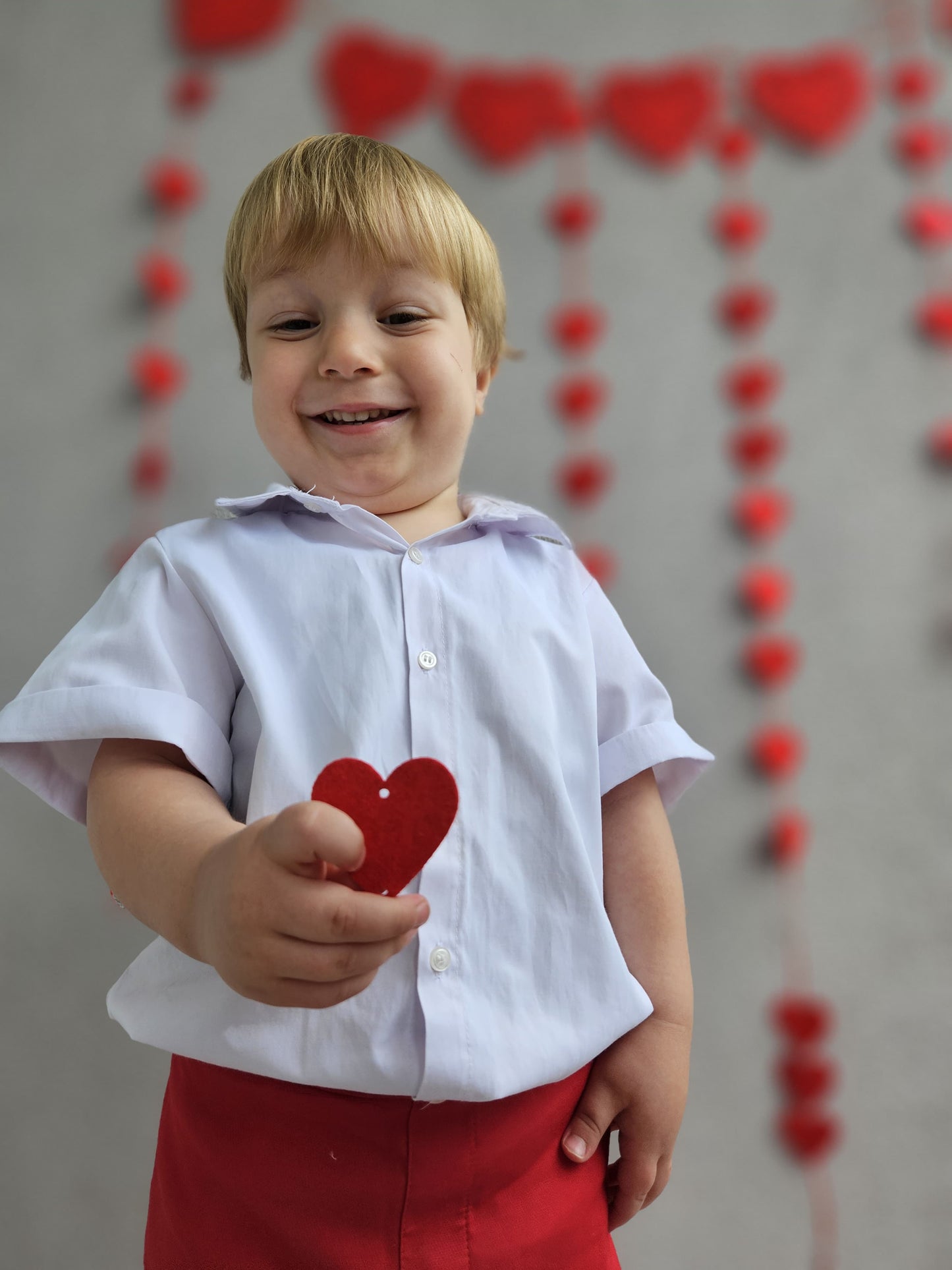 Atelier Des Reves Boys White Shirt Red Short Set