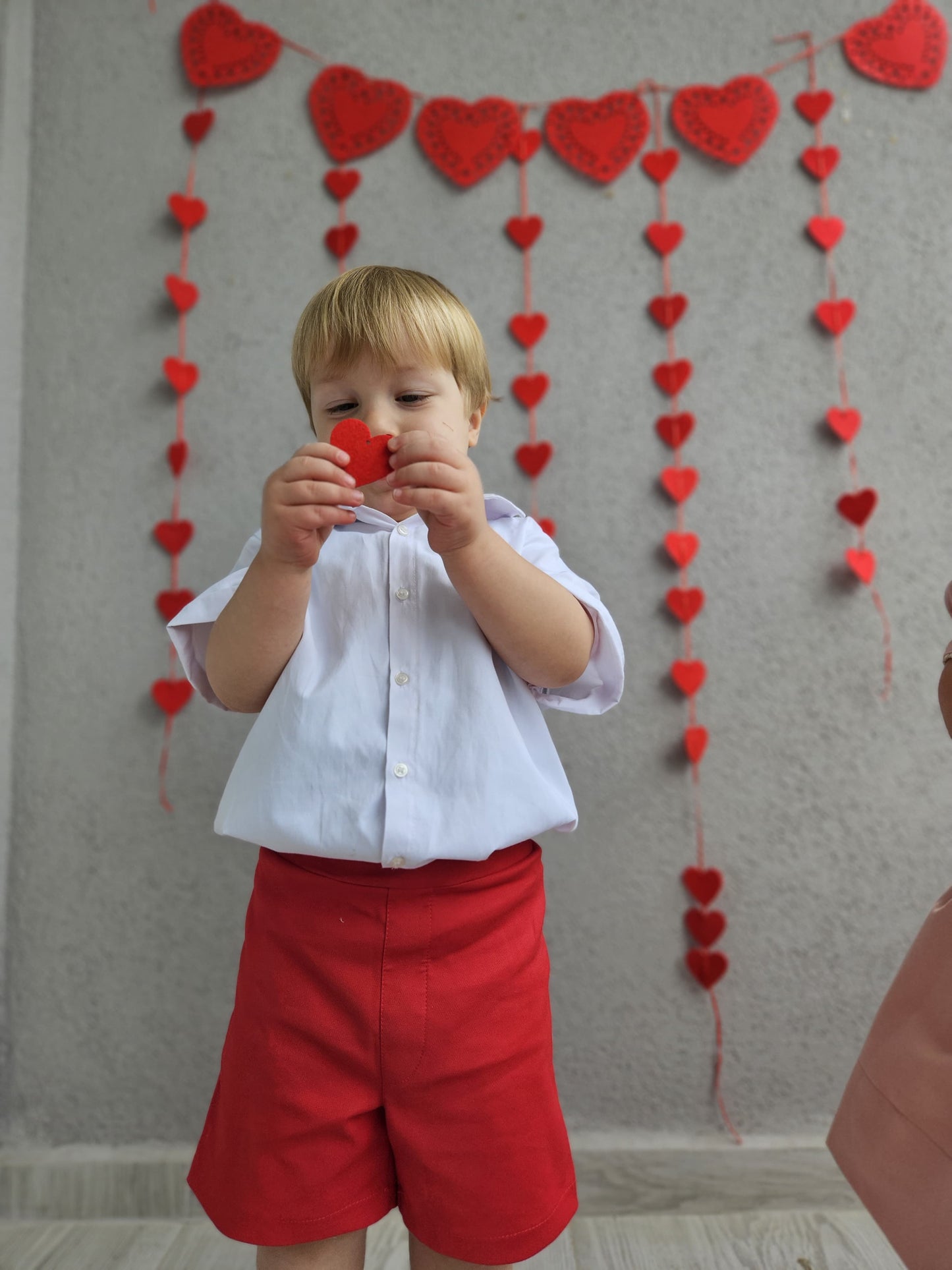 Atelier Des Reves Boys White Shirt Red Short Set