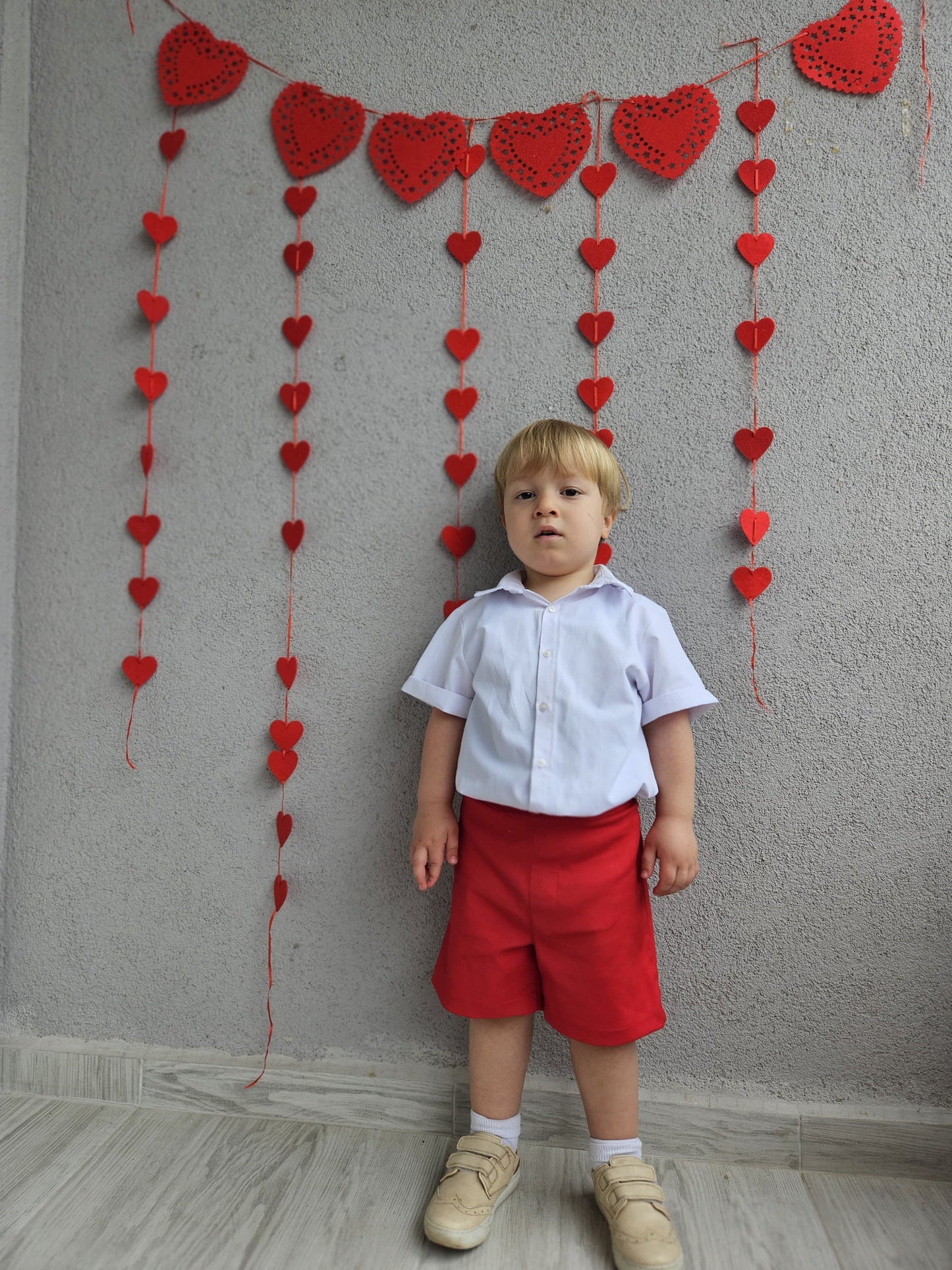 Atelier Des Reves Boys White Shirt Red Short Set