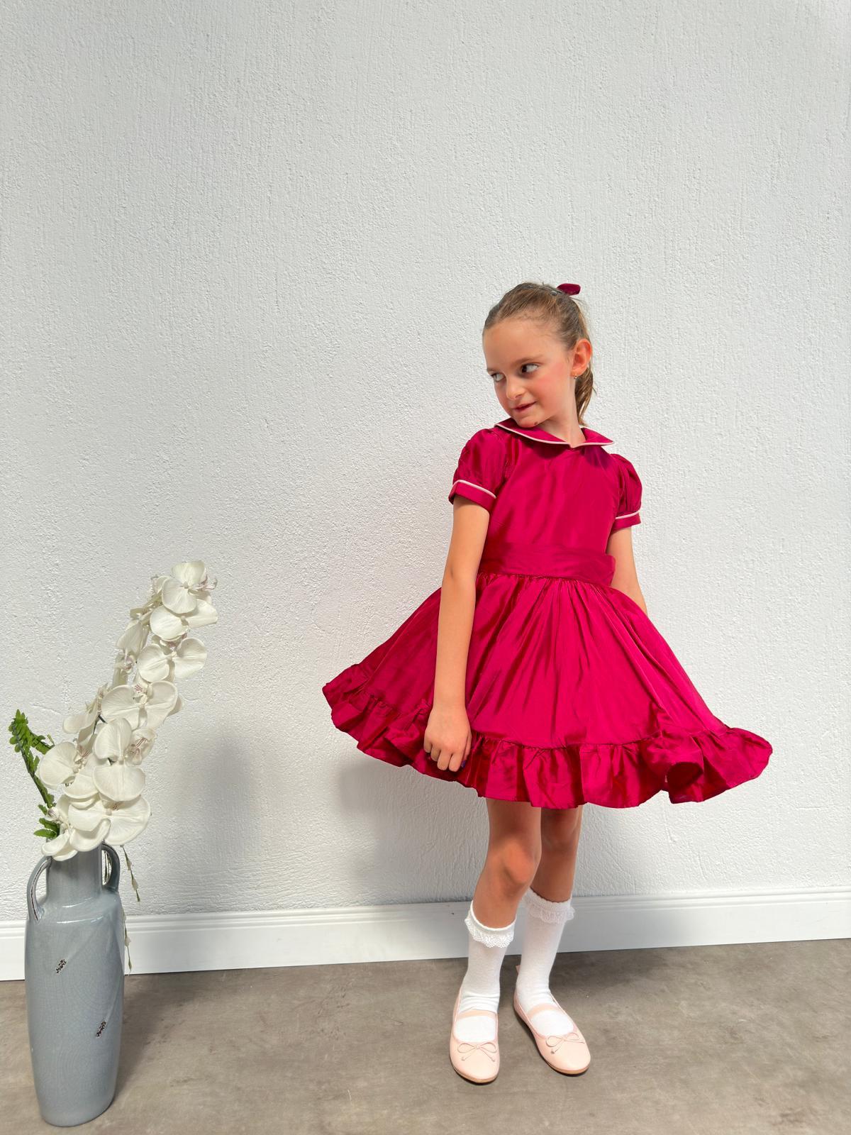 Atelier Des Reves Burgundy taffeta dress