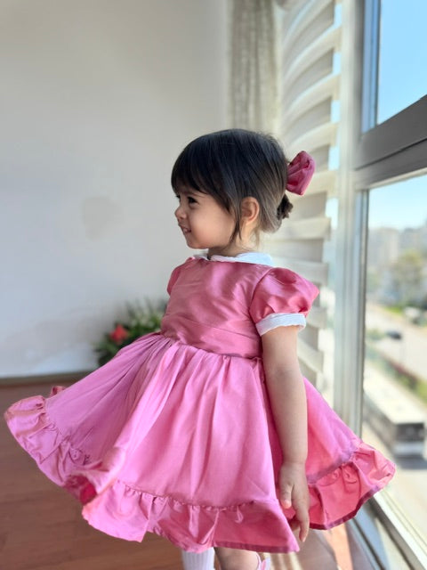 Atelier Des Reves Koyu Şeker Pembesi Tafta Elbise