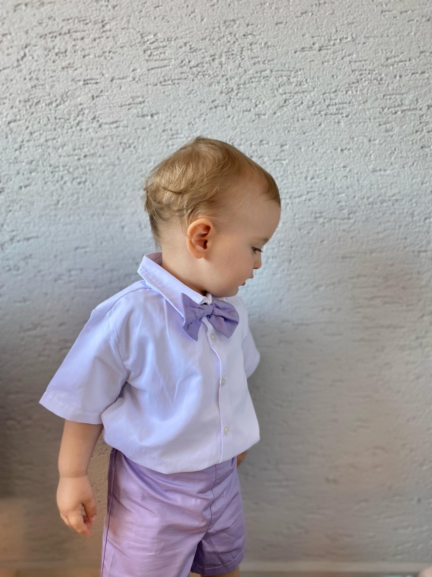 Atelier Des Reves Boys White Shirt Lilac Short Set