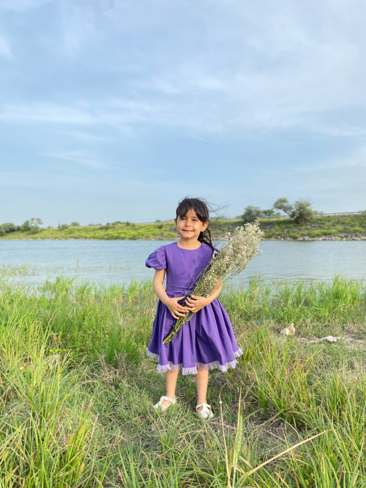 Atelier Des Reves Short Sleeve Purple Bow Dress