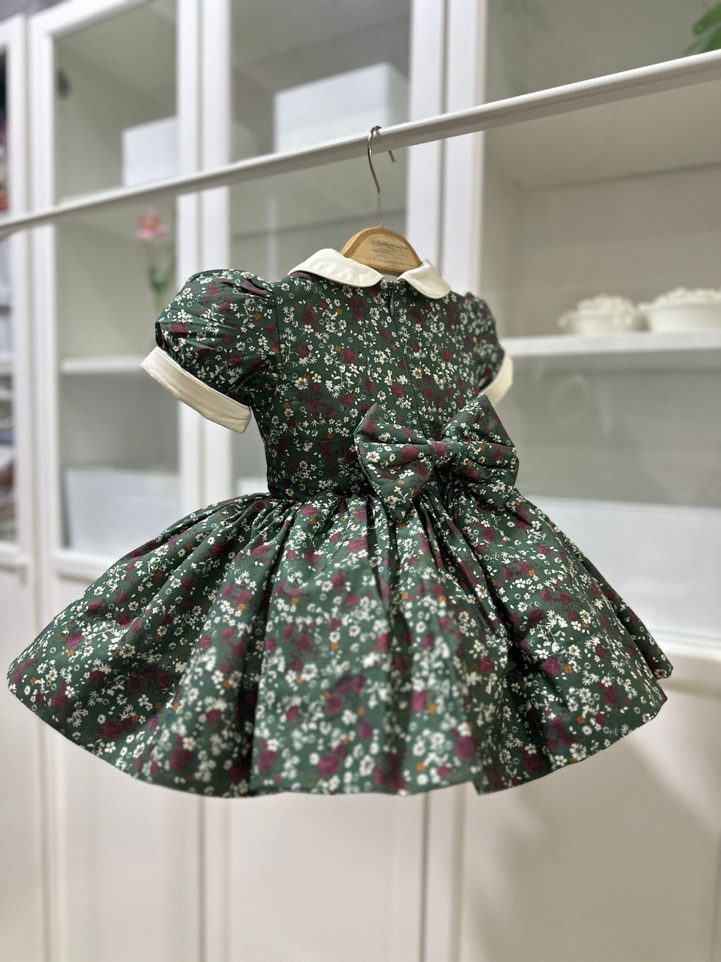 Atelier Des Reves Koyu Yeşil Çiçekli Klasik Elbise