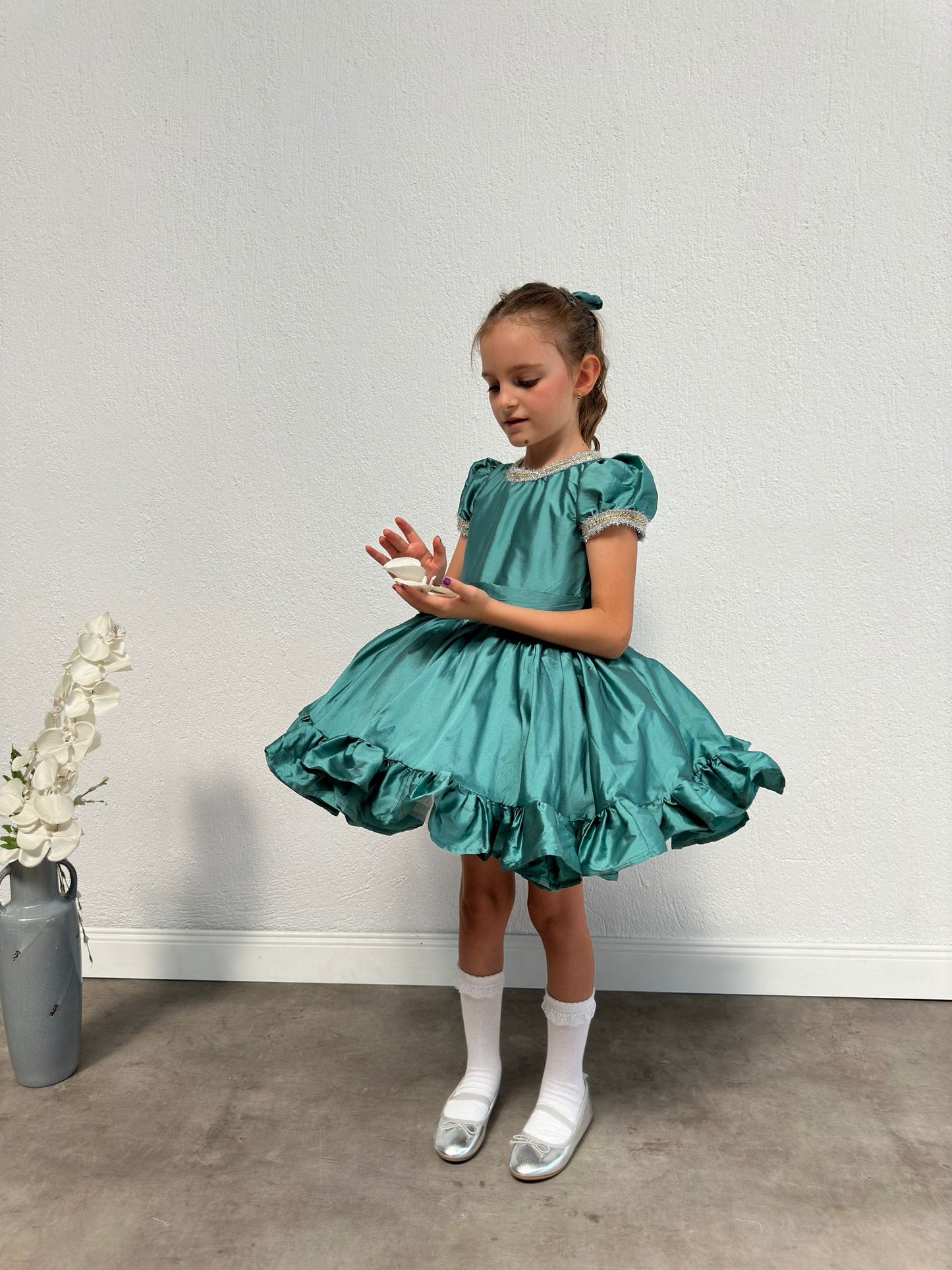 Atelier Des Reves Gümüş Detaylı Tafeta Elbise