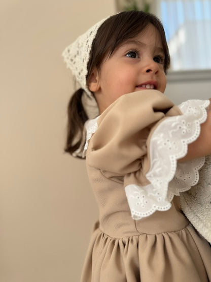 Atelier Des Reves Beige Colored Lace Collar Dress